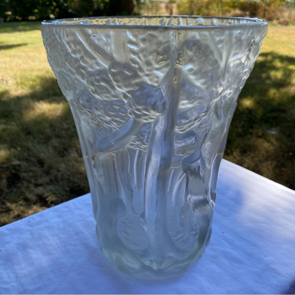 Josef Inwald Barolac "Dans La Foret" Frosted Glass Vase Large Forest Pattern